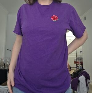 Purple T-Shirt with Rose Embroidery